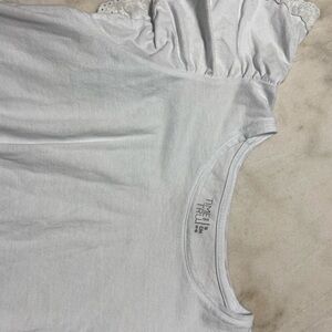 Time and Tru Soft Gray Top with Lace Accent